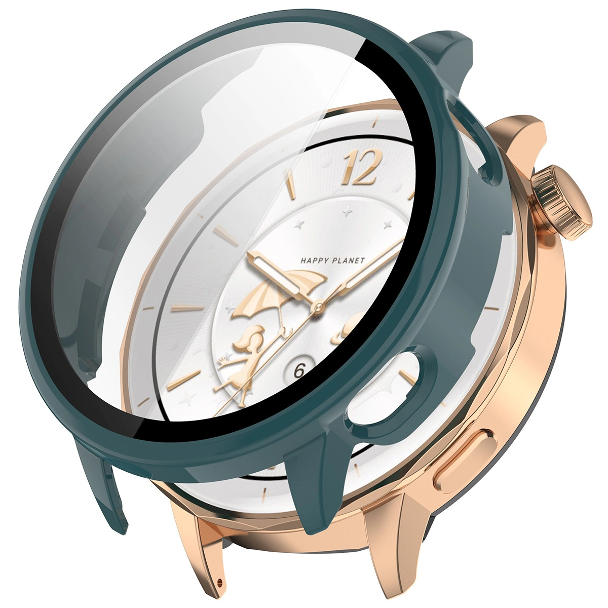 Wizualizacja nakładania etui Bizon Case Watch Adamo do OnePlus Watch 3 43 mm
